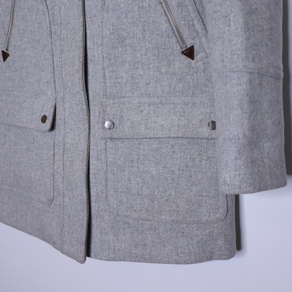 J. CREW Chateau Parka Italian Wool Stadium Cloth Heather Dusk Gray Women's 4 - Picture 5 of 16